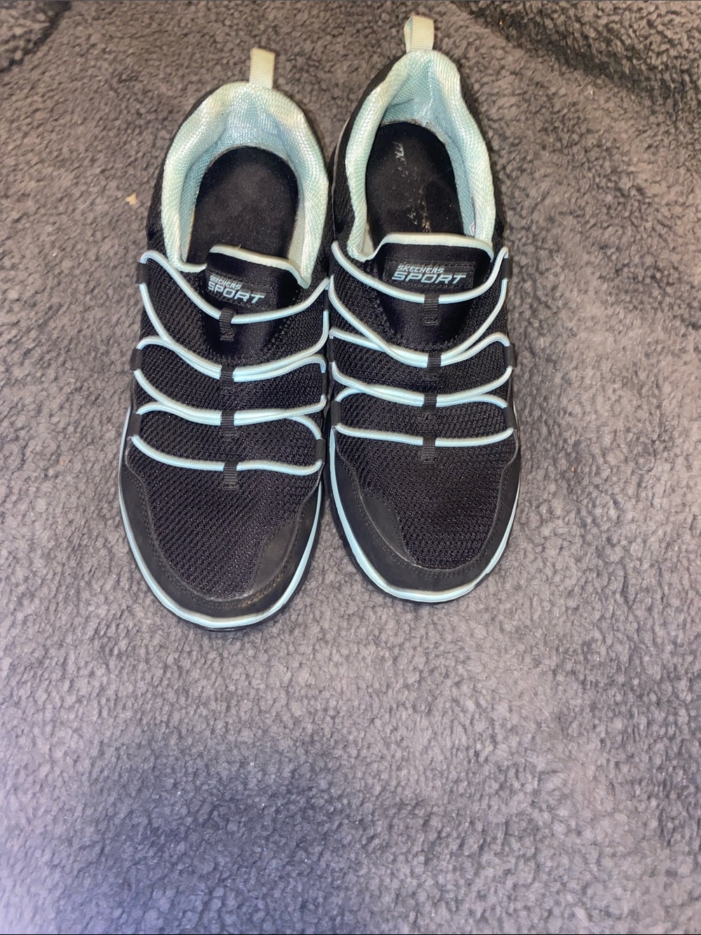 Skechers Sport Dual-lite Black and Light Blue Women's Slip-On Athletic Shoes